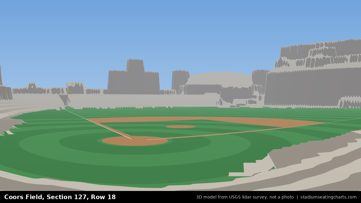 View from Coors Field Section 127, Row 18, looking toward the pitcher's mound