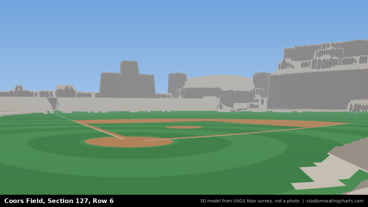 View from Coors Field Section 127, Row 6, looking toward the pitcher's mound