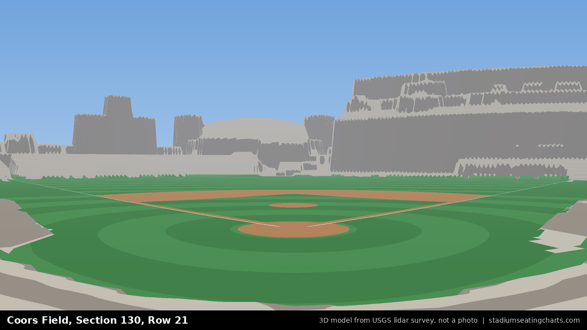 View from Coors Field Section 130, Row 21, looking toward the pitcher's mound