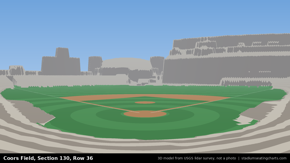 View from Coors Field Section 130, Row 36, looking toward the pitcher's mound