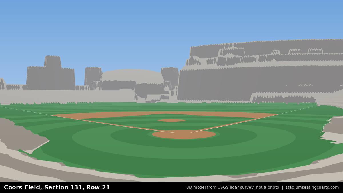View from Coors Field Section 131, Row 21, looking toward the pitcher's mound