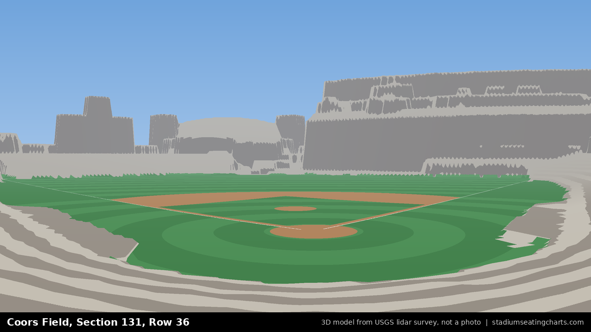 View from Coors Field Section 131, Row 36, looking toward the pitcher's mound