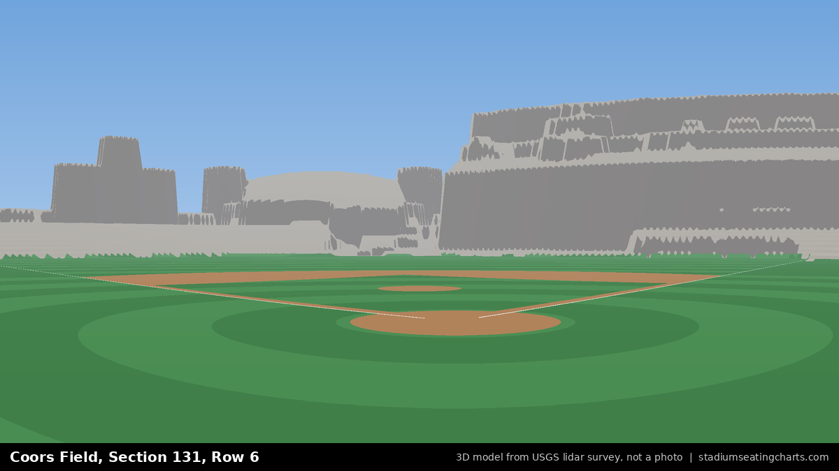 View from Coors Field Section 131, Row 6, looking toward the pitcher's mound