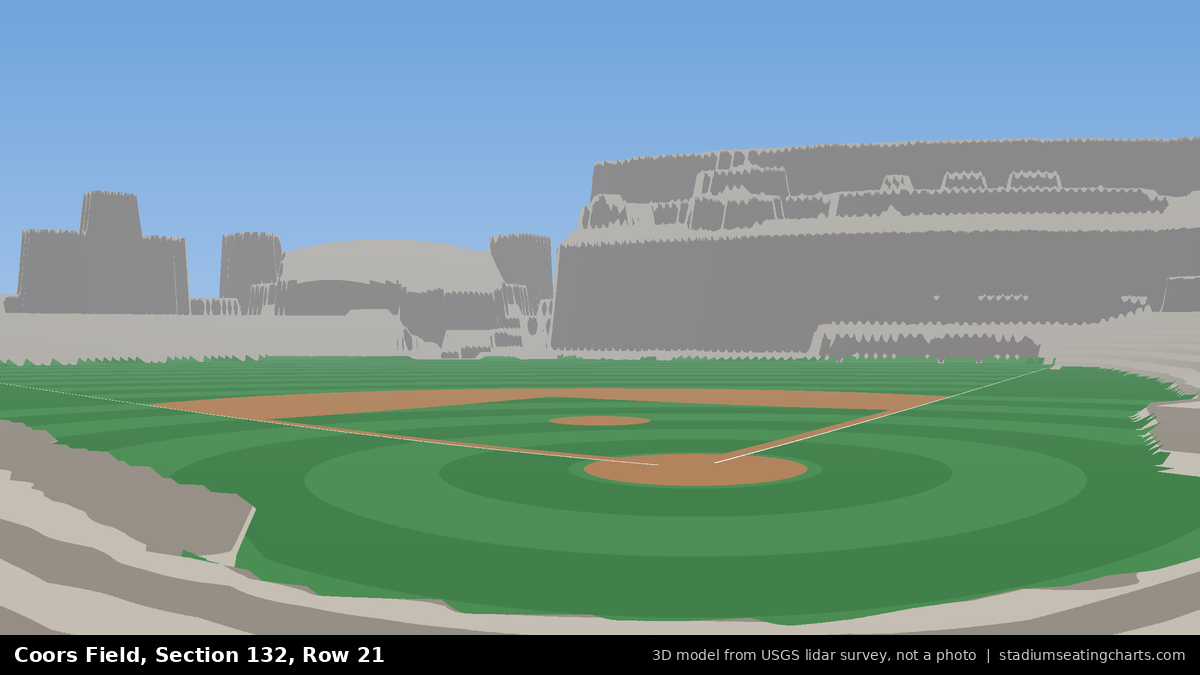 View from Coors Field Section 132, Row 21, looking toward the pitcher's mound
