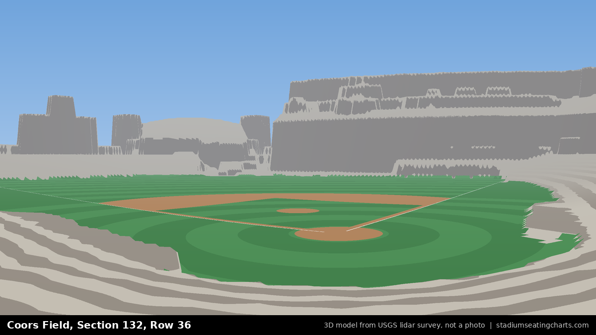 View from Coors Field Section 132, Row 36, looking toward the pitcher's mound