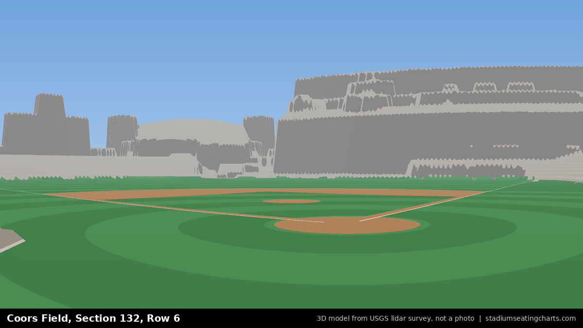 View from Coors Field Section 132, Row 6, looking toward the pitcher's mound