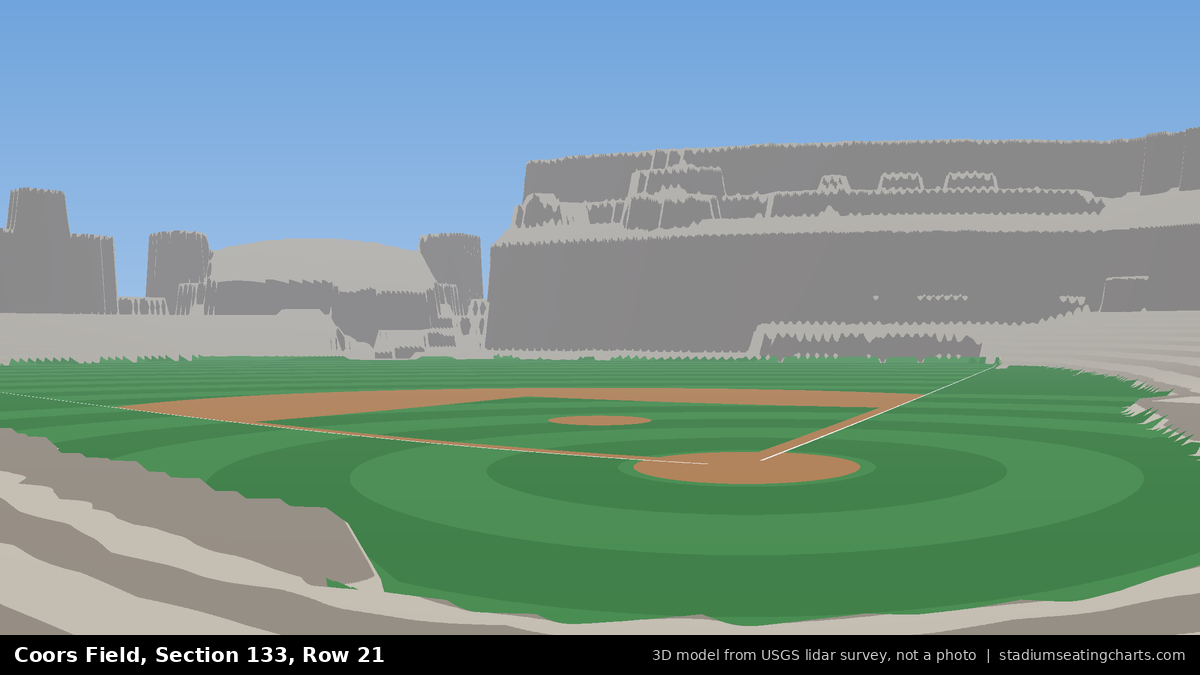 View from Coors Field Section 133, Row 21, looking toward the pitcher's mound