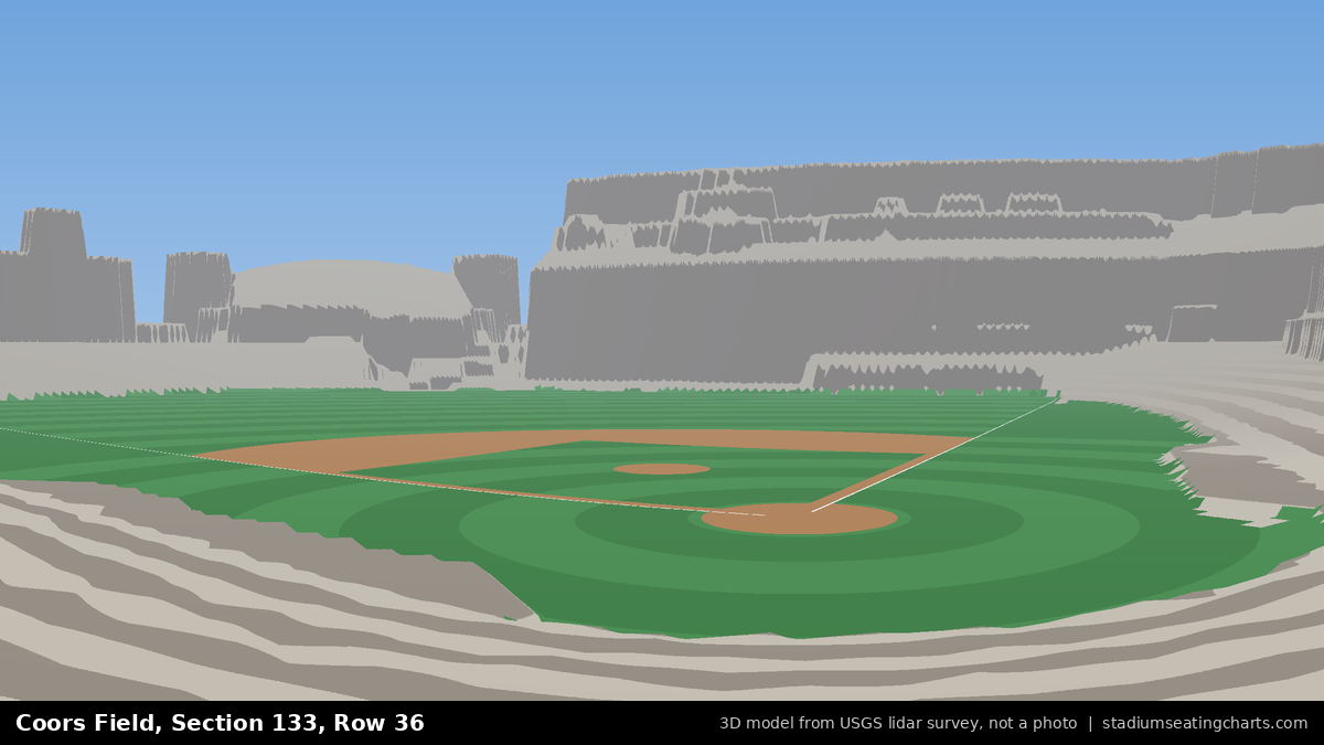 View from Coors Field Section 133, Row 36, looking toward the pitcher's mound