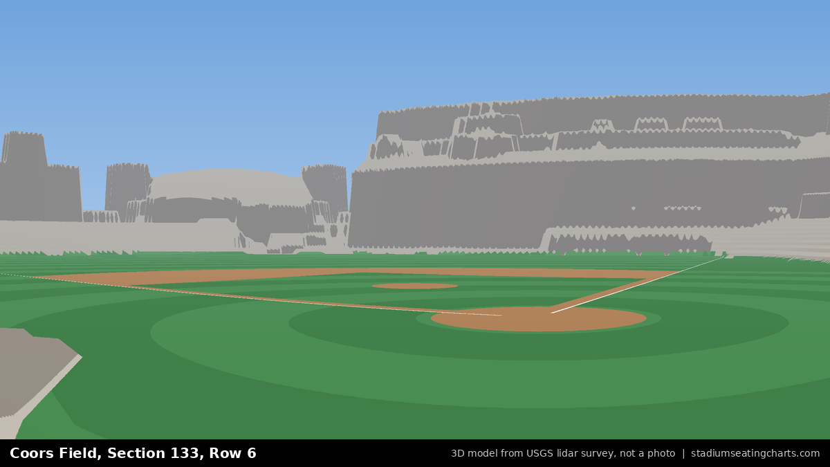 View from Coors Field Section 133, Row 6, looking toward the pitcher's mound