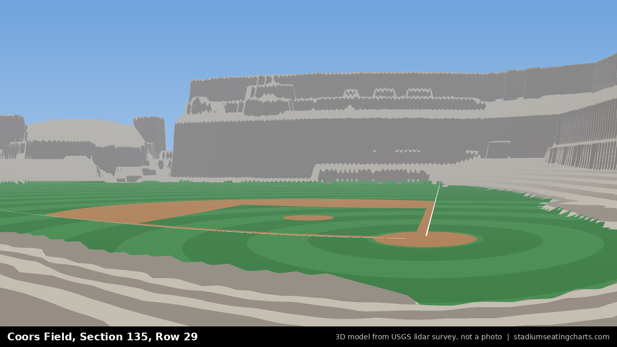 View from Coors Field Section 135, Row 29, looking toward the pitcher's mound