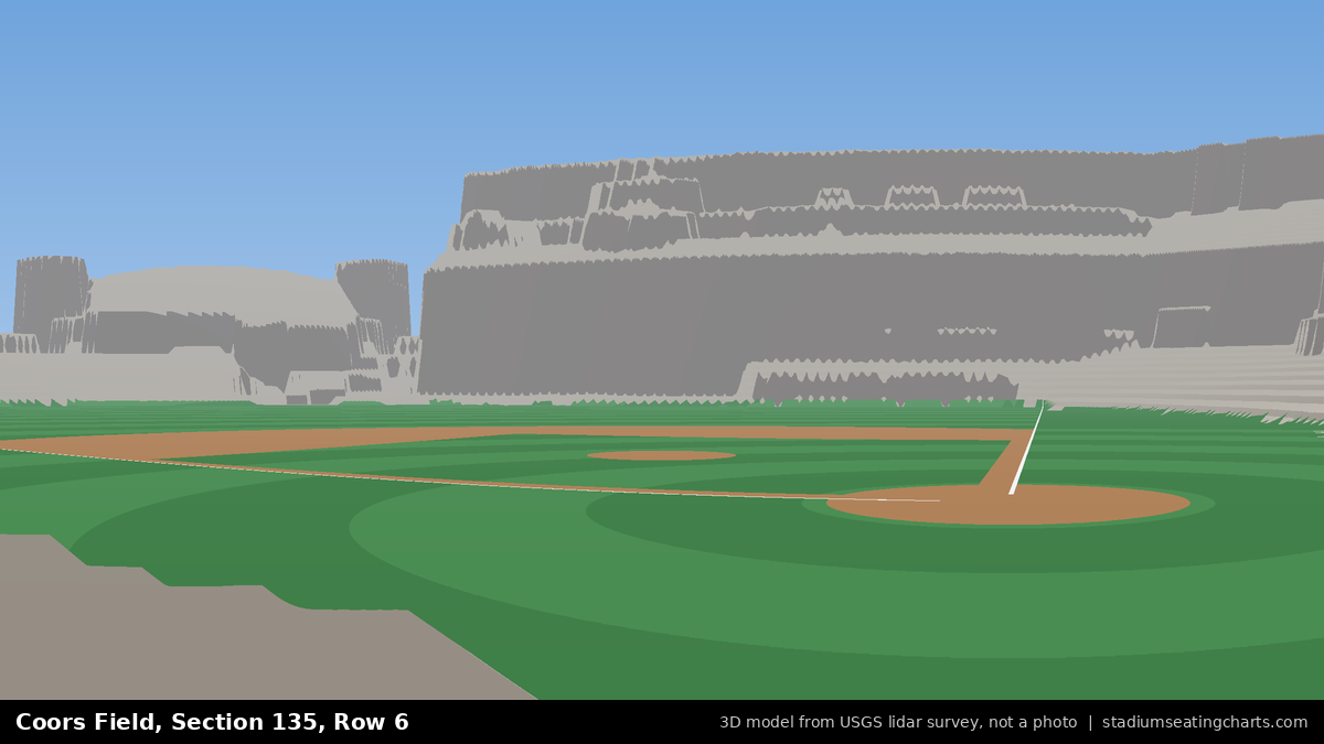 View from Coors Field Section 135, Row 6, looking toward the pitcher's mound
