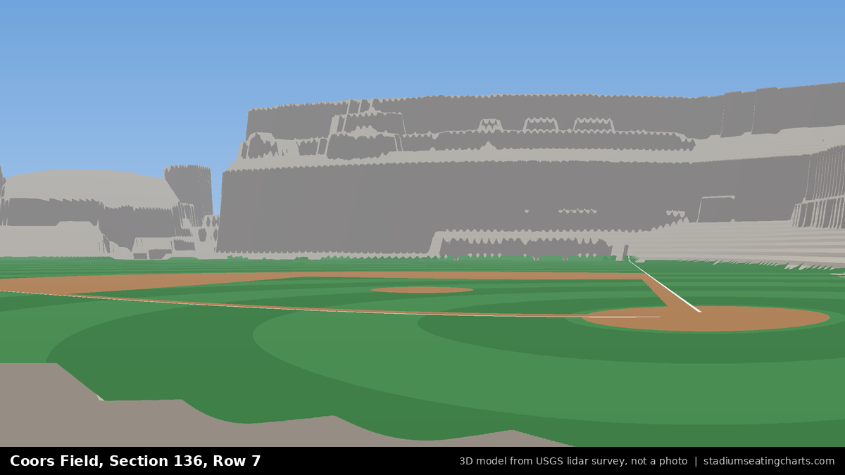 View from Coors Field Section 136, Row 7, looking toward the pitcher's mound