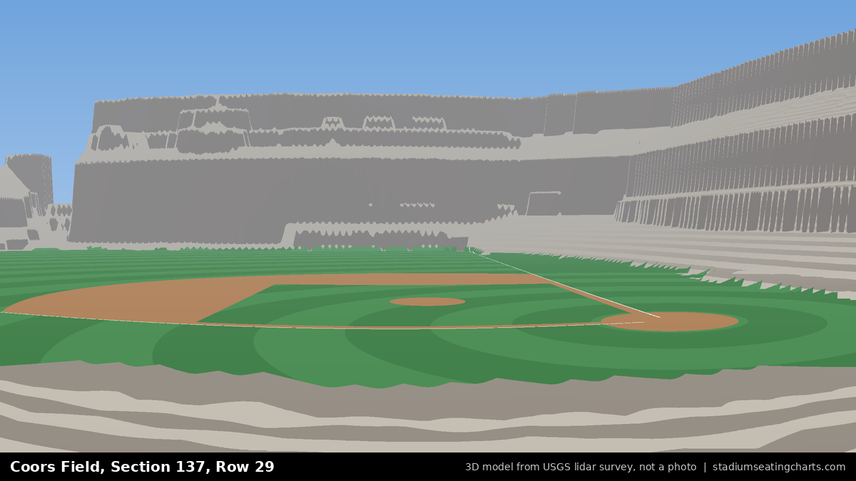 View from Coors Field Section 137, Row 29, looking toward the pitcher's mound