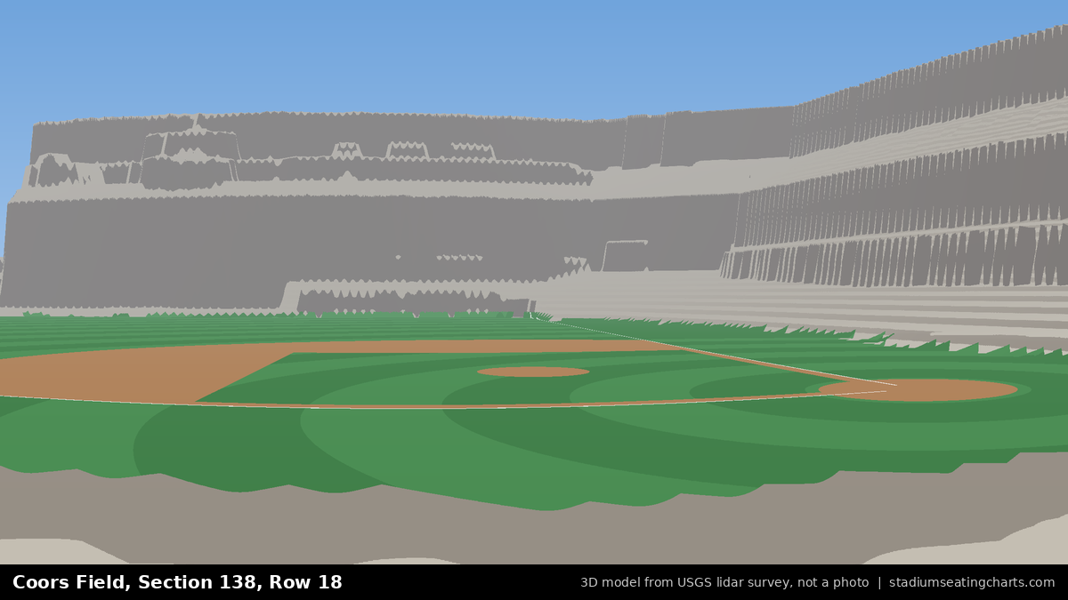 View from Coors Field Section 138, Row 18, looking toward the pitcher's mound