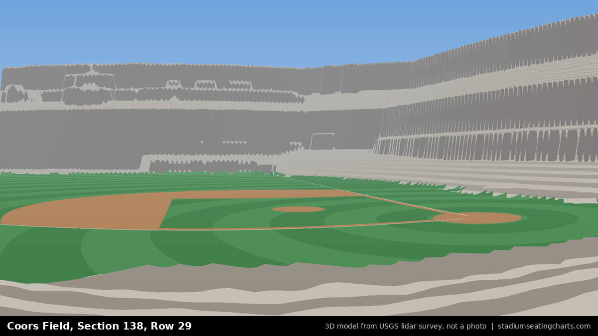 View from Coors Field Section 138, Row 29, looking toward the pitcher's mound