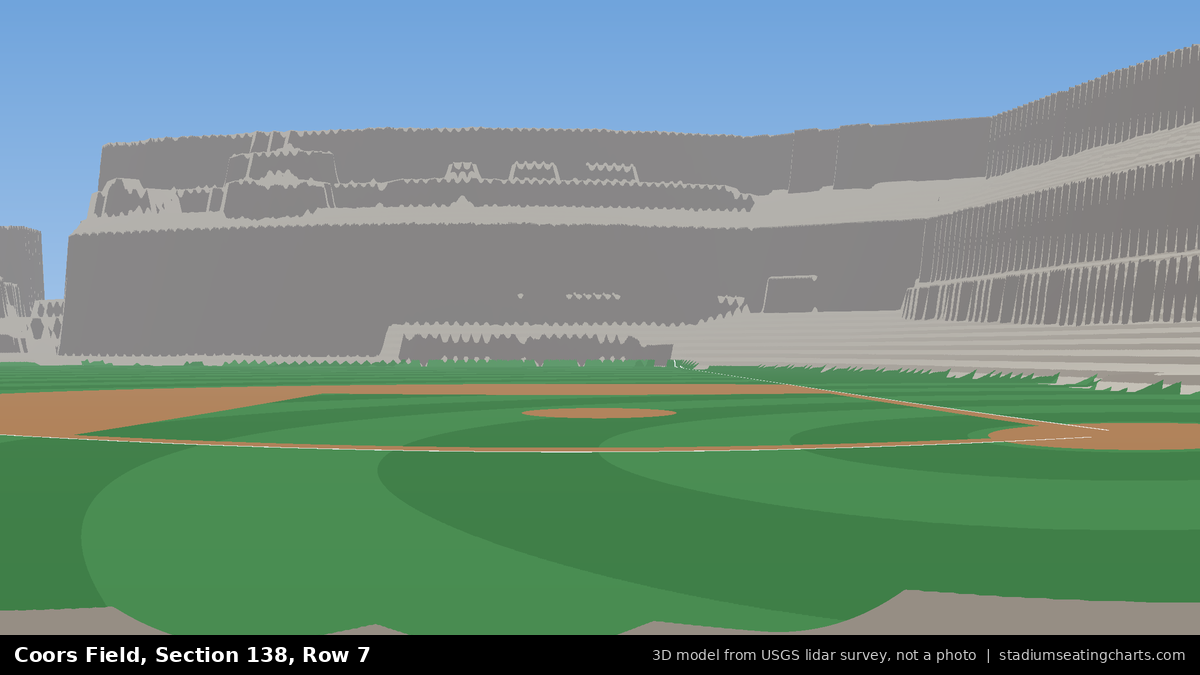 View from Coors Field Section 138, Row 7, looking toward the pitcher's mound