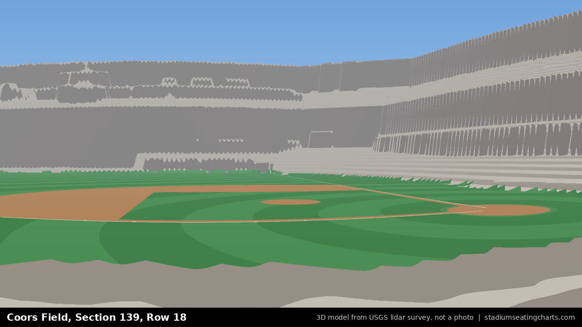 View from Coors Field Section 139, Row 18, looking toward the pitcher's mound