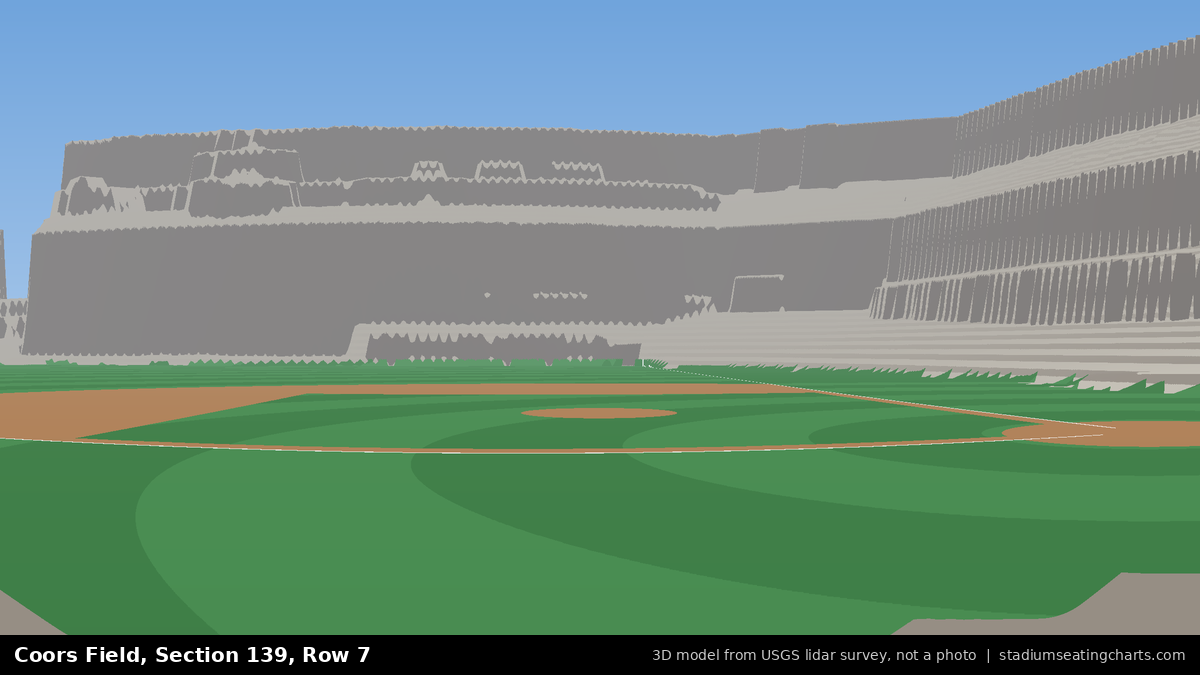 View from Coors Field Section 139, Row 7, looking toward the pitcher's mound