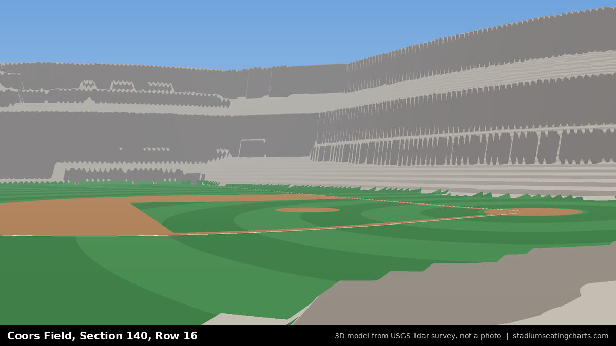 View from Coors Field Section 140, Row 16, looking toward the pitcher's mound