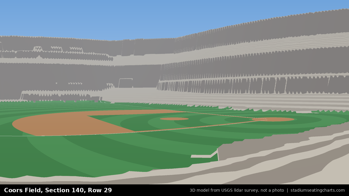 View from Coors Field Section 140, Row 29, looking toward the pitcher's mound