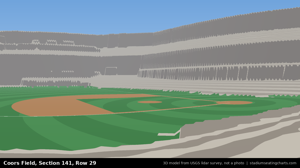 View from Coors Field Section 141, Row 29, looking toward the pitcher's mound