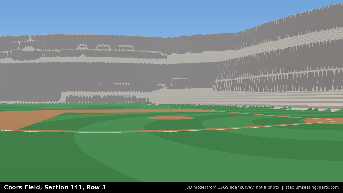 View from Coors Field Section 141, Row 3, looking toward the pitcher's mound