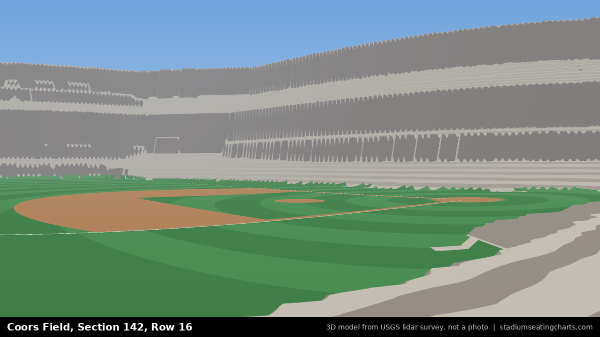 View from Coors Field Section 142, Row 16, looking toward the pitcher's mound