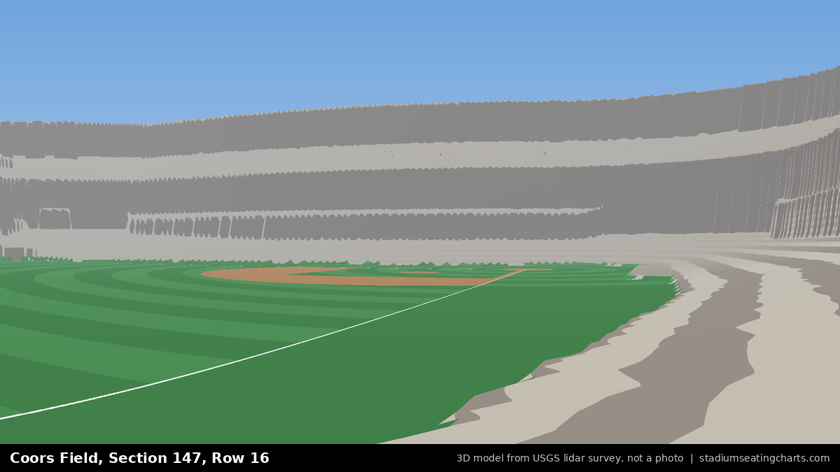 View from Coors Field Section 147, Row 16, looking toward the pitcher's mound