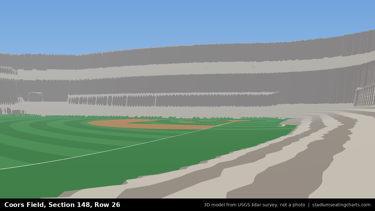 View from Coors Field Section 148, Row 26, looking toward the pitcher's mound