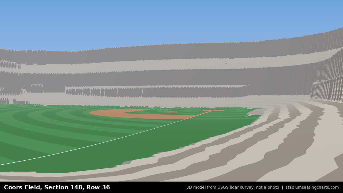 View from Coors Field Section 148, Row 36, looking toward the pitcher's mound