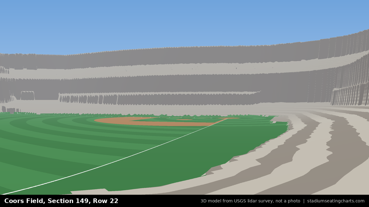 View from Coors Field Section 149, Row 22, looking toward the pitcher's mound