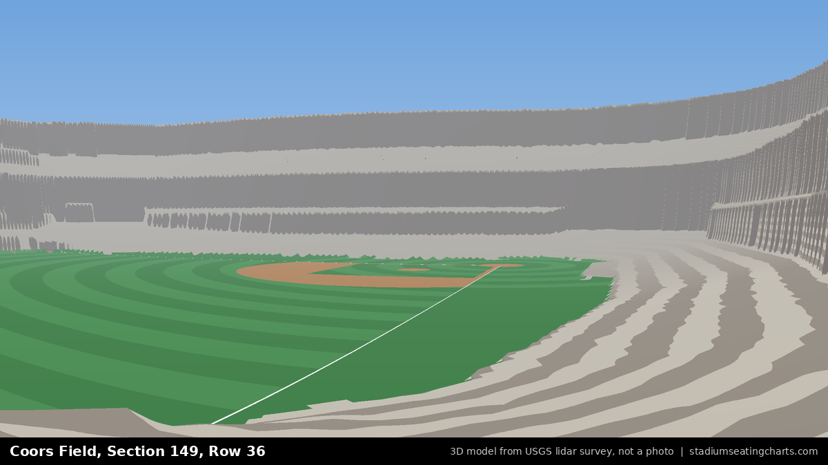 View from Coors Field Section 149, Row 36, looking toward the pitcher's mound