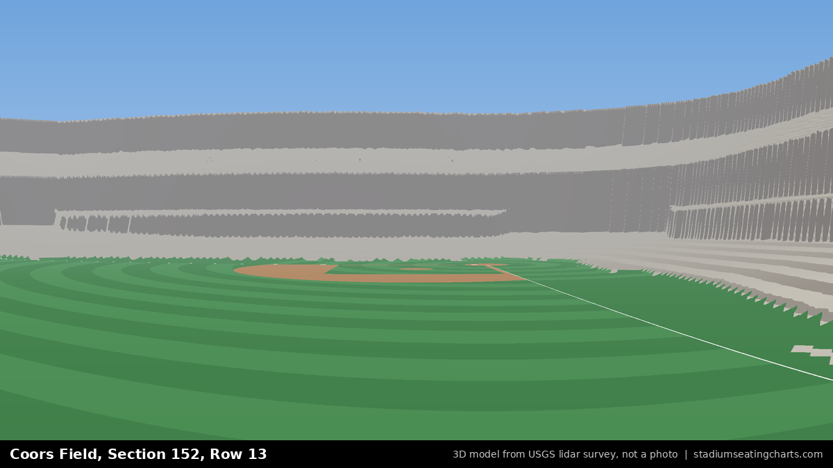 View from Coors Field Section 152, Row 13, looking toward the pitcher's mound