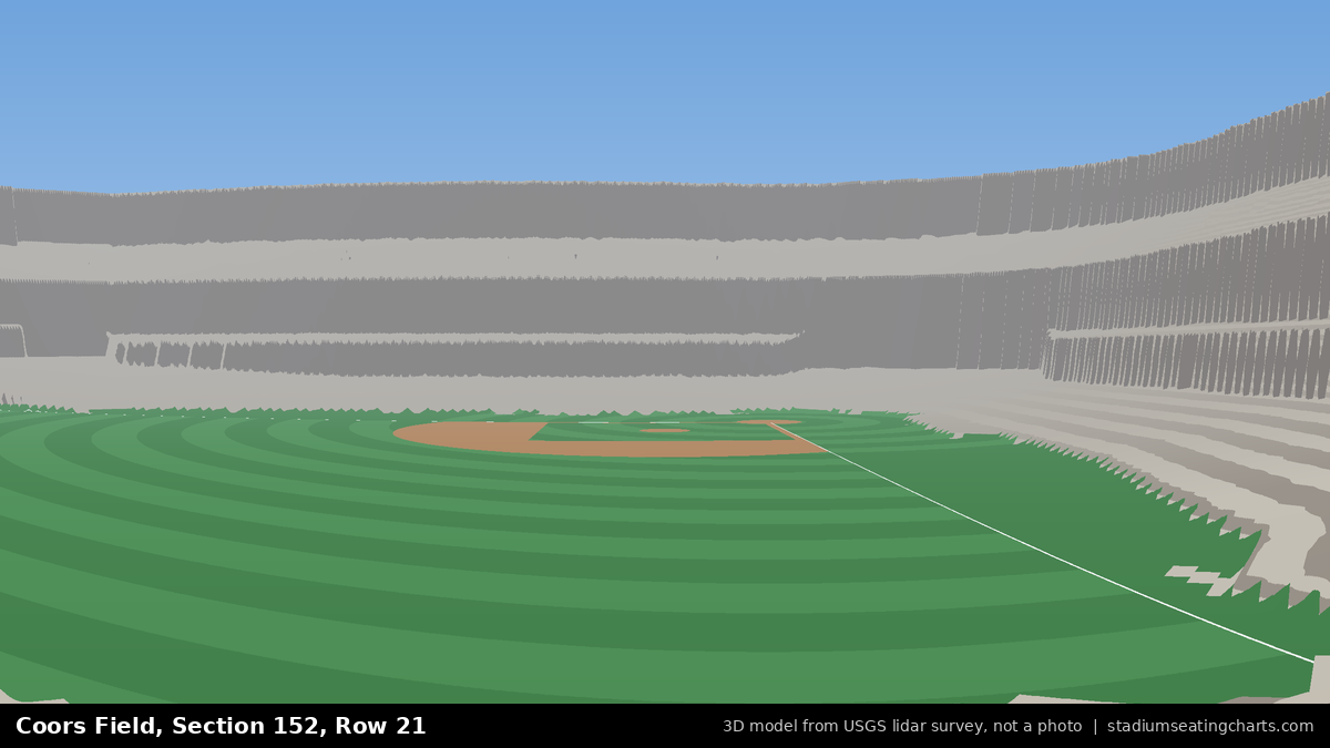 View from Coors Field Section 152, Row 21, looking toward the pitcher's mound