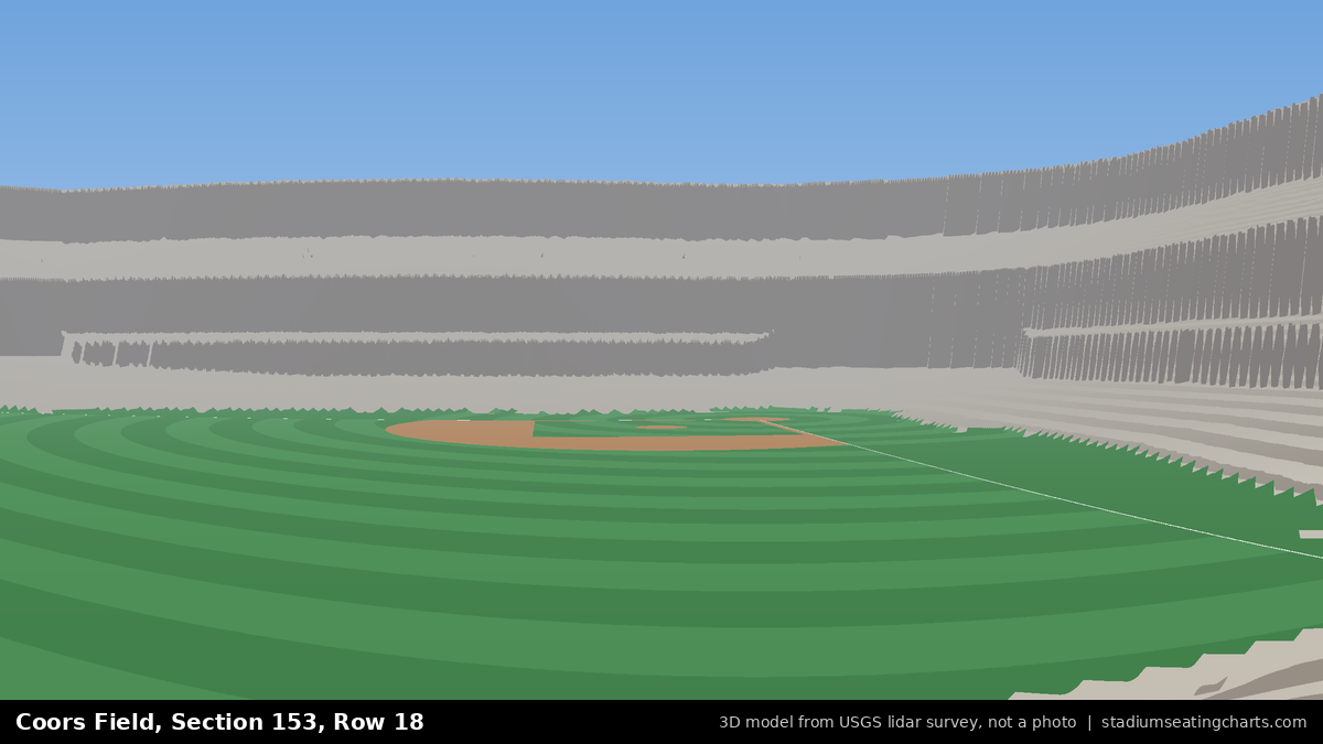 View from Coors Field Section 153, Row 18, looking toward the pitcher's mound