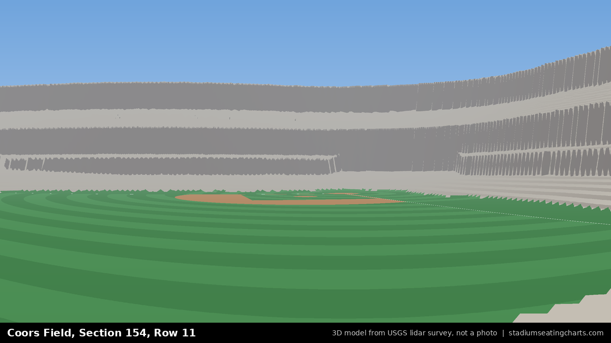 View from Coors Field Section 154, Row 11, looking toward the pitcher's mound