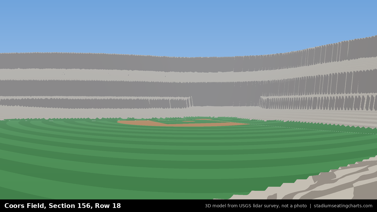 View from Coors Field Section 156, Row 18, looking toward the pitcher's mound