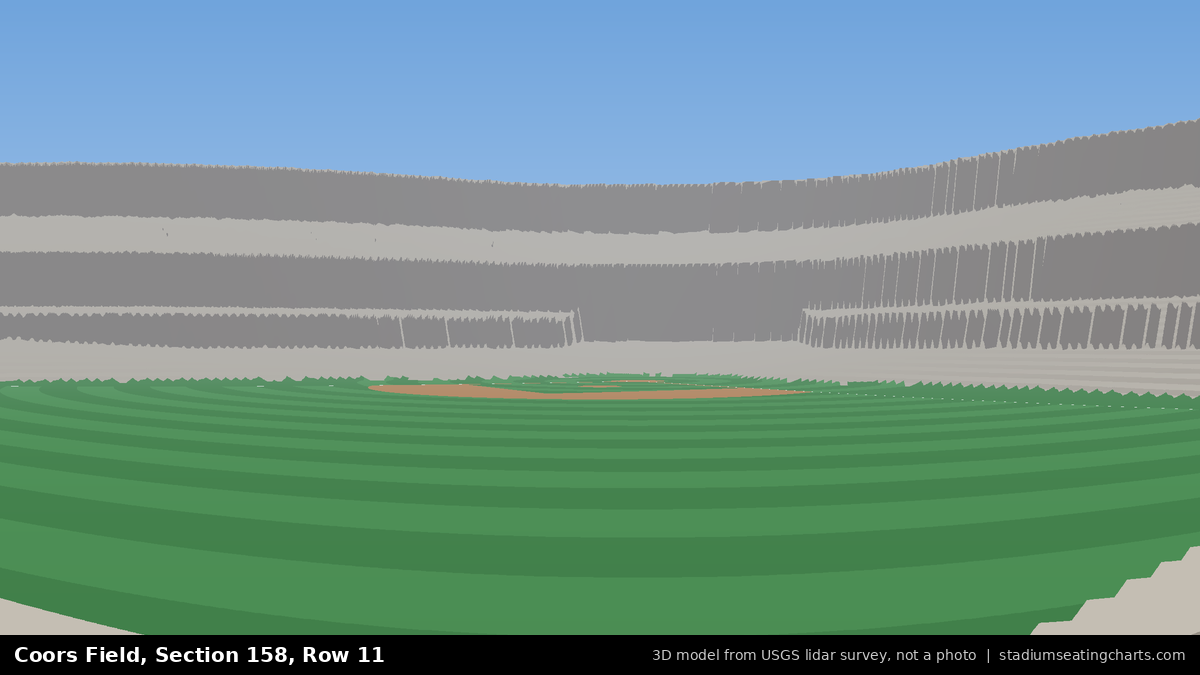 View from Coors Field Section 158, Row 11, looking toward the pitcher's mound