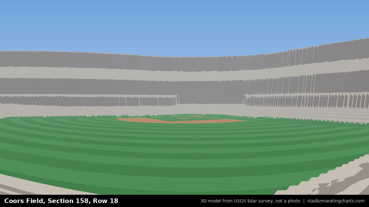 View from Coors Field Section 158, Row 18, looking toward the pitcher's mound