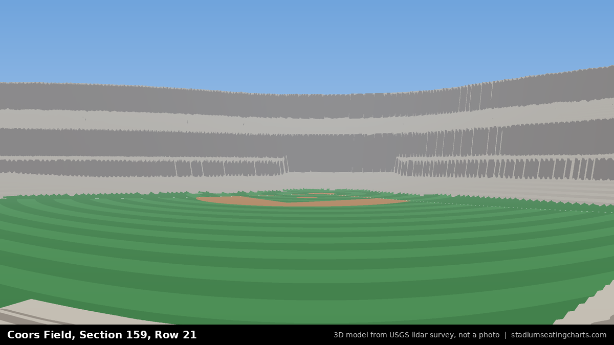 View from Coors Field Section 159, Row 21, looking toward the pitcher's mound