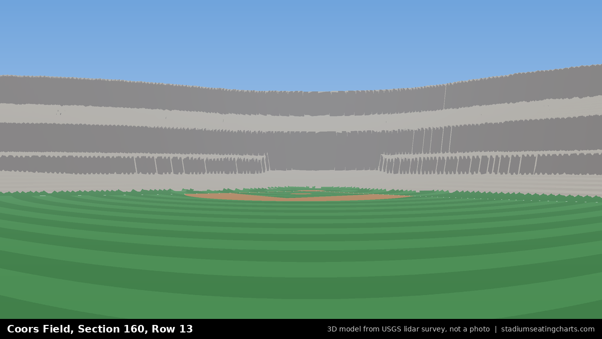 View from Coors Field Section 160, Row 13, looking toward the pitcher's mound