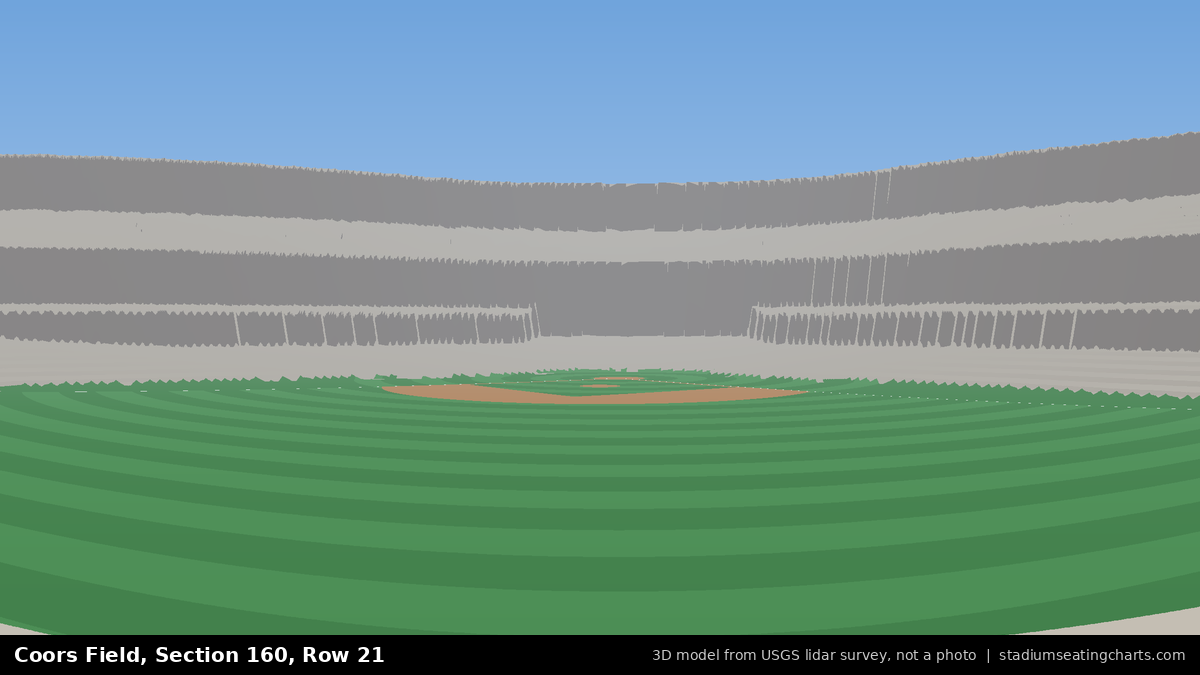 View from Coors Field Section 160, Row 21, looking toward the pitcher's mound
