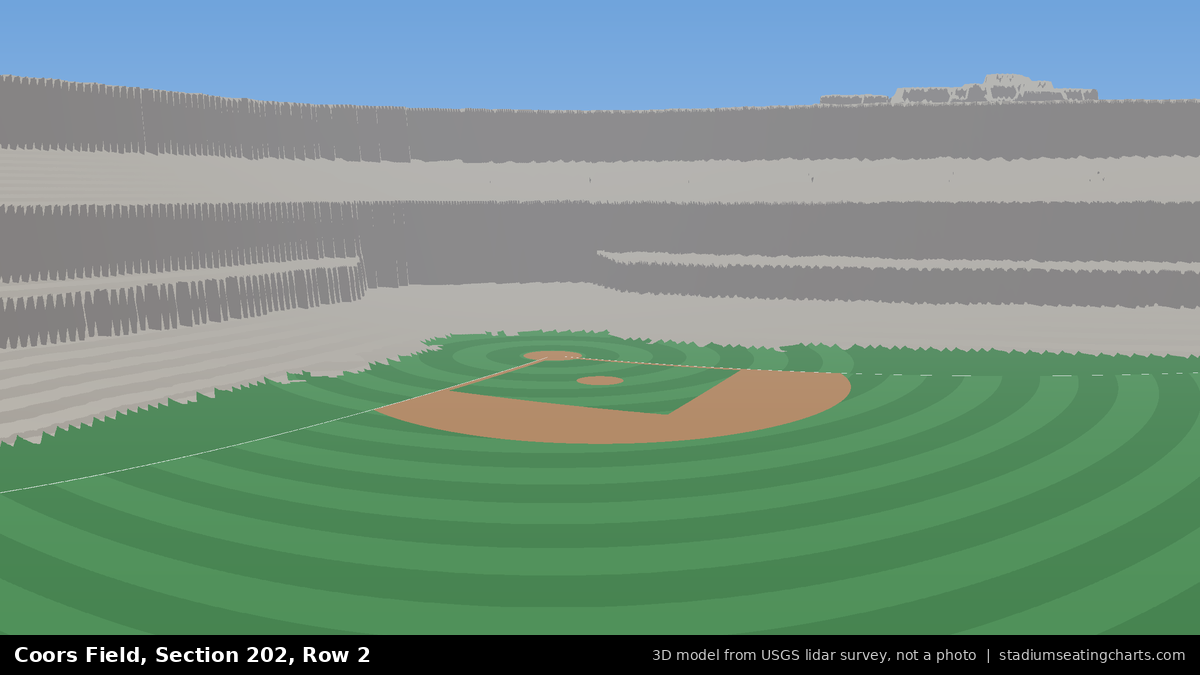 View from Coors Field Section 202, Row 2, looking toward the pitcher's mound
