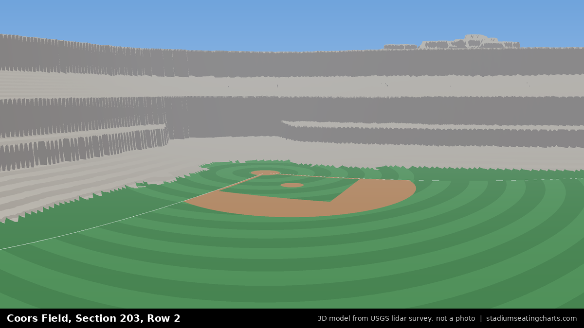 View from Coors Field Section 203, Row 2, looking toward the pitcher's mound