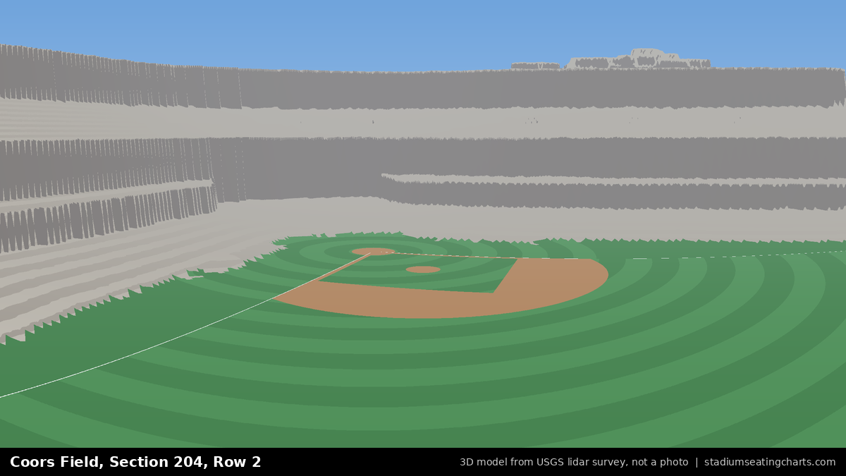 View from Coors Field Section 204, Row 2, looking toward the pitcher's mound