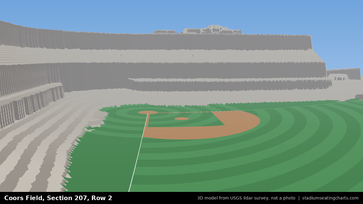 View from Coors Field Section 207, Row 2, looking toward the pitcher's mound