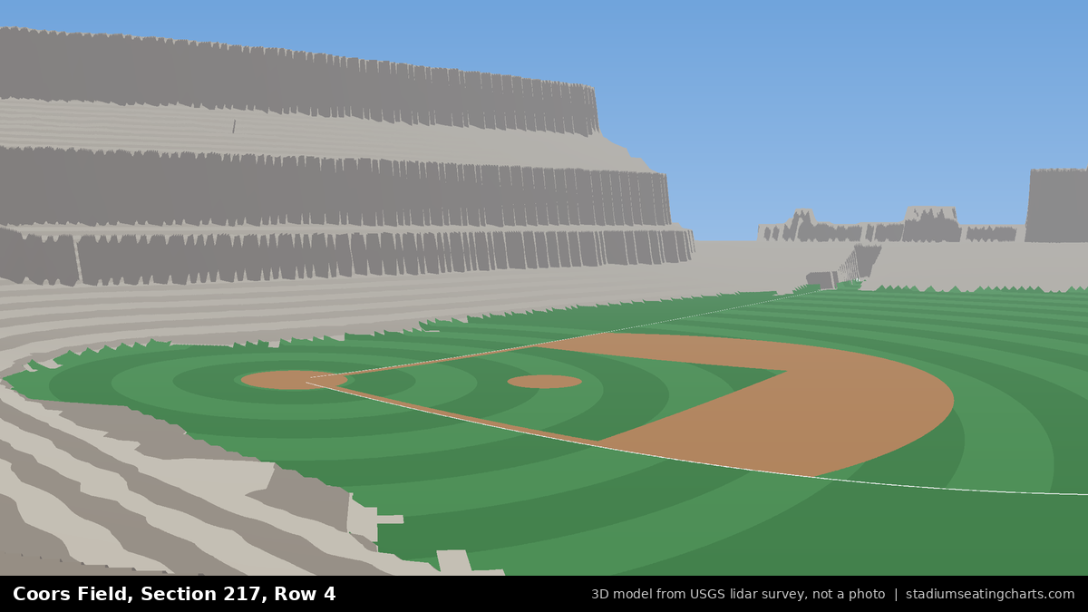 View from Coors Field Section 217, Row 4, looking toward the pitcher's mound