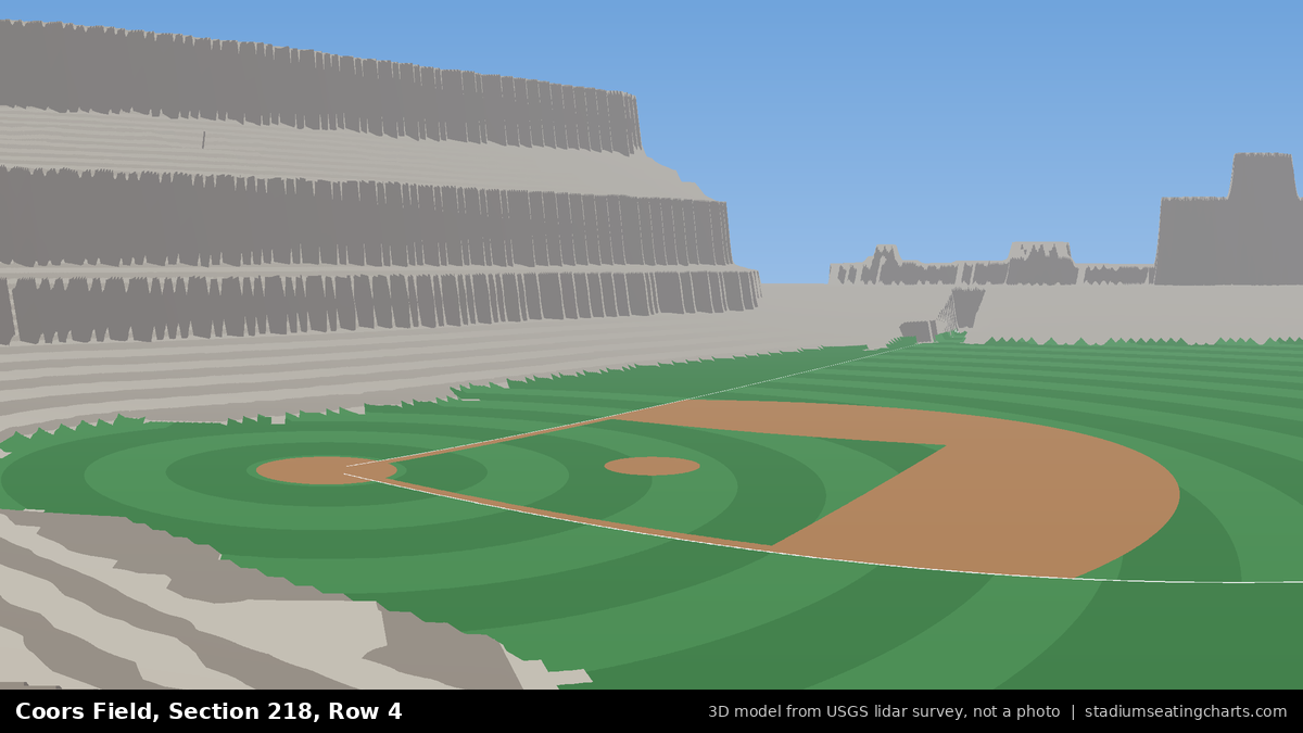 View from Coors Field Section 218, Row 4, looking toward the pitcher's mound