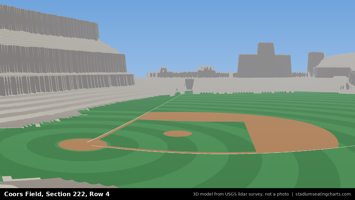 View from Coors Field Section 222, Row 4, looking toward the pitcher's mound
