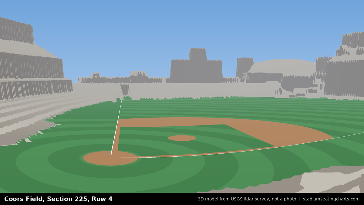 View from Coors Field Section 225, Row 4, looking toward the pitcher's mound